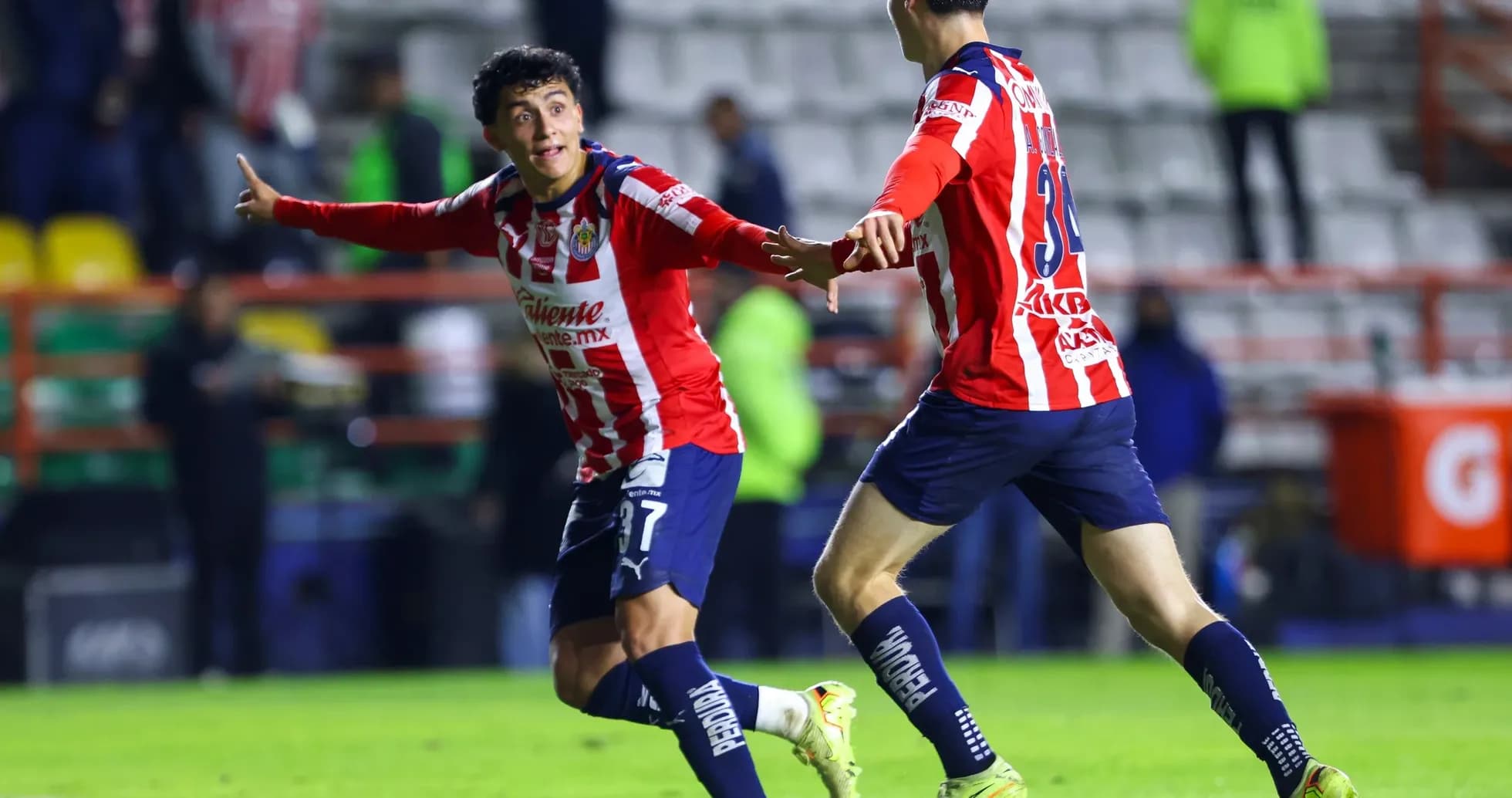 Chivas players celebrating a goal during match Chivas players celebrating a goal during match