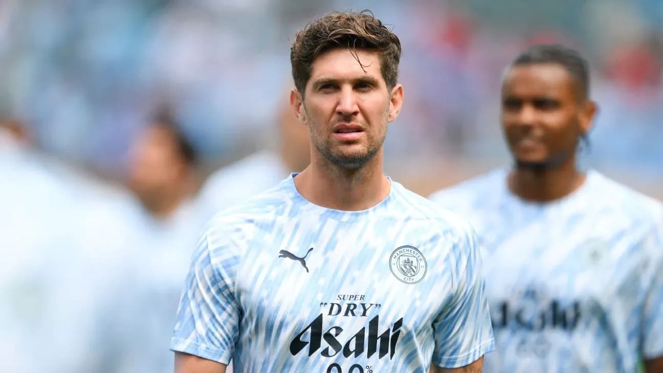 Player in Manchester City kit during warm-up Player in Manchester City kit during warm-up