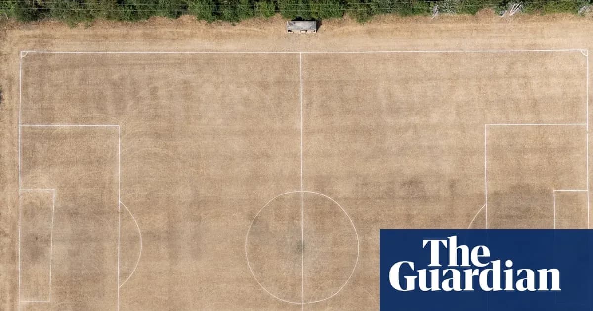Aerial view of a dry, marked football pitch Aerial view of a dry, marked football pitch