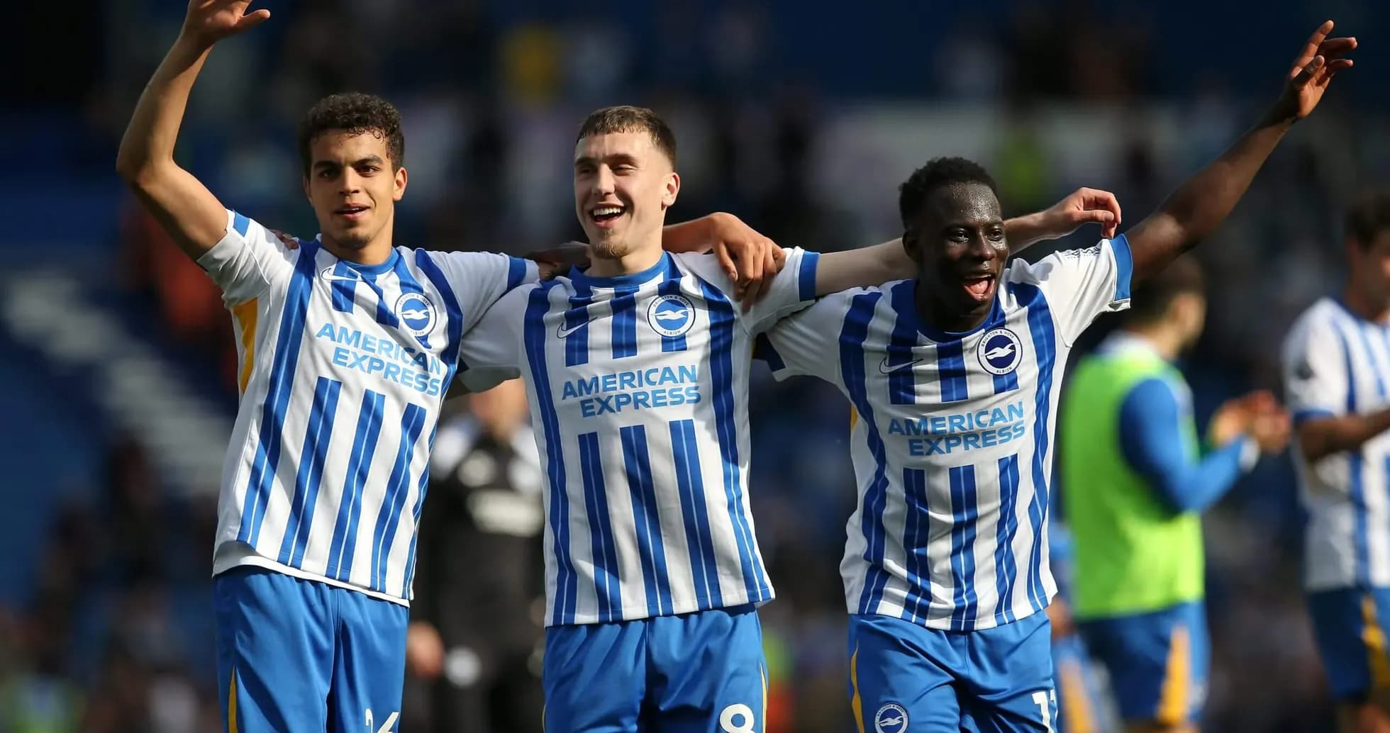 Brighton players celebrating after a goal Brighton players celebrating after a goal