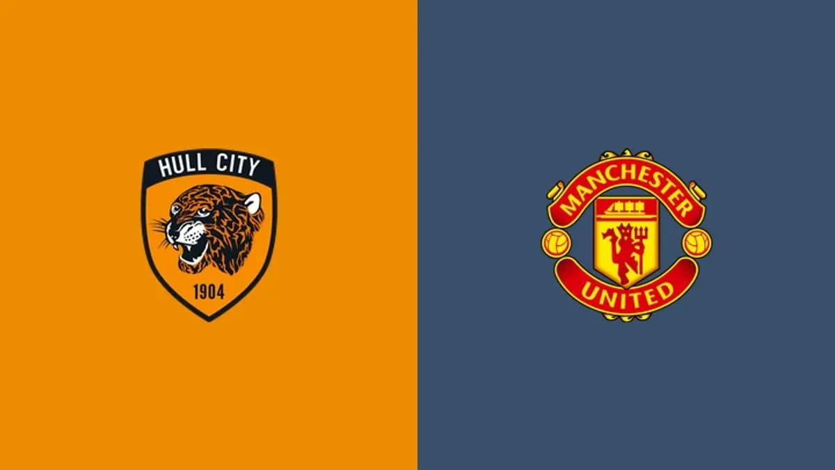 Logos of Hull City and Manchester United clubs Logos of Hull City and Manchester United clubs