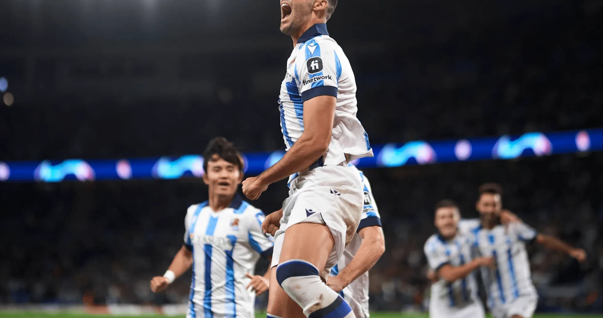 Real Sociedad player celebrating a goal Real Sociedad player celebrating a goal