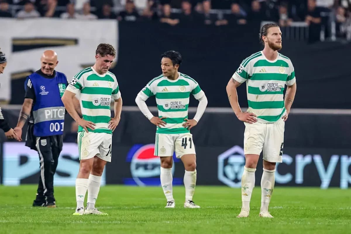 Celtic players dejected after match conclusion Celtic players dejected after match conclusion