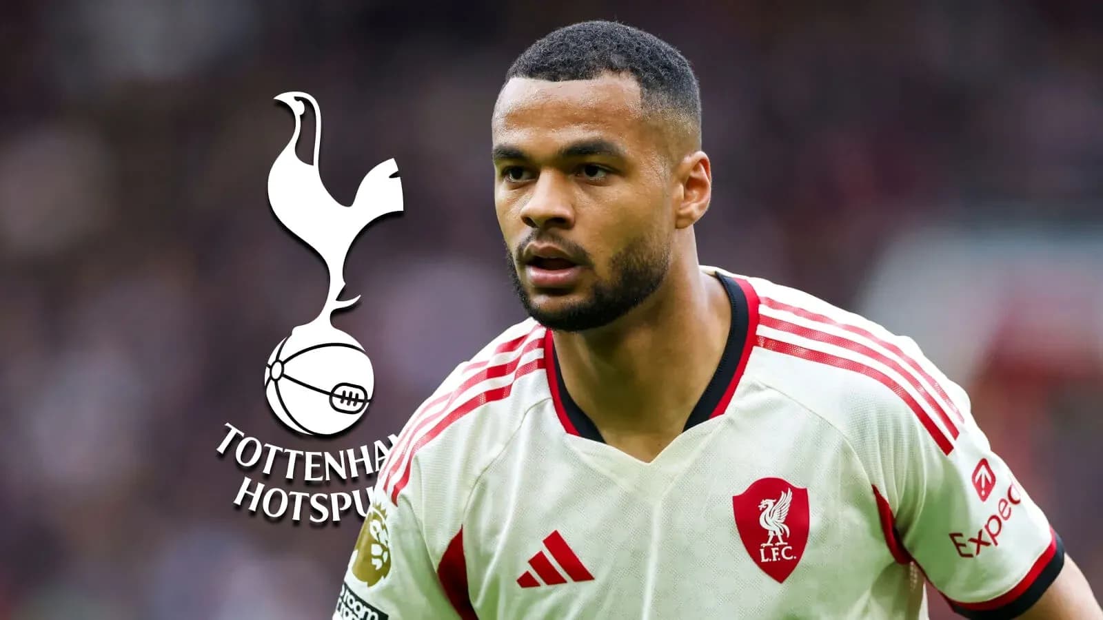 Player in Liverpool kit with Tottenham logo overlay Player in Liverpool kit with Tottenham logo overlay