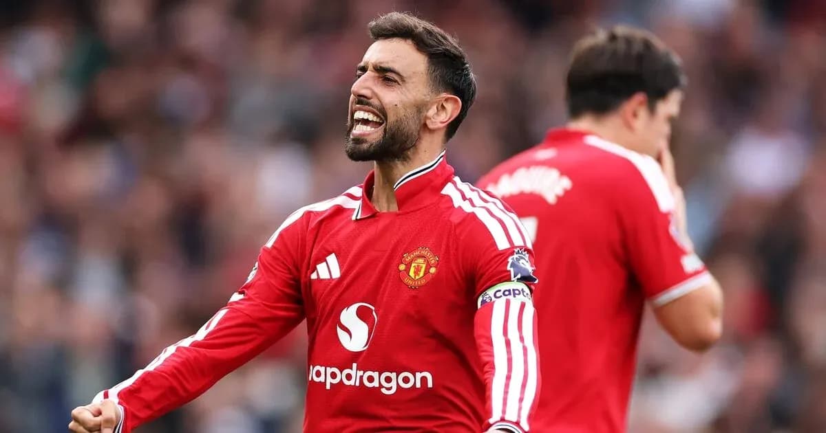 Bruno Fernandes celebrating during Manchester United match Bruno Fernandes celebrating during Manchester United match