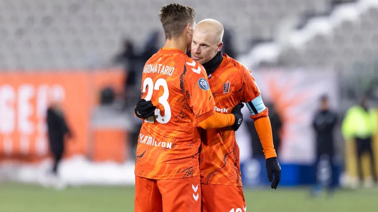 Two players celebrating after a match Two players celebrating after a match