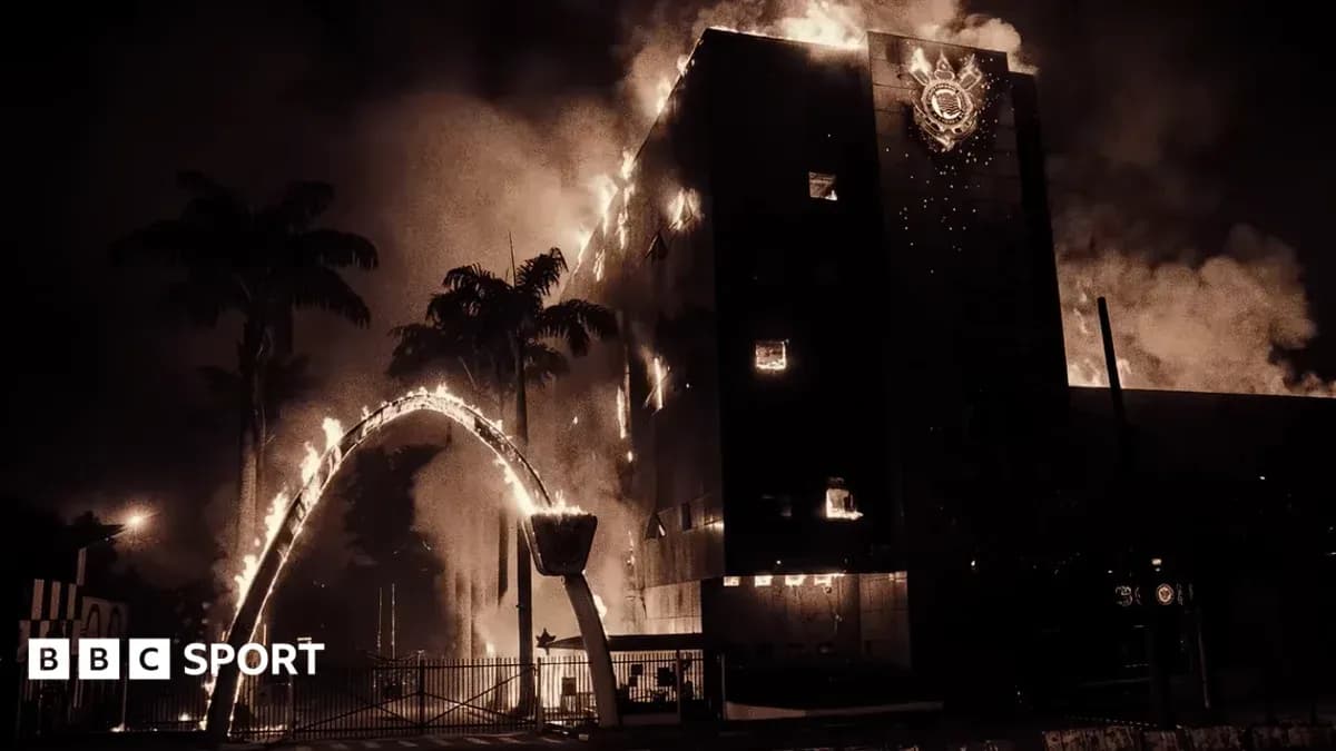 Building engulfed in flames at night Building engulfed in flames at night
