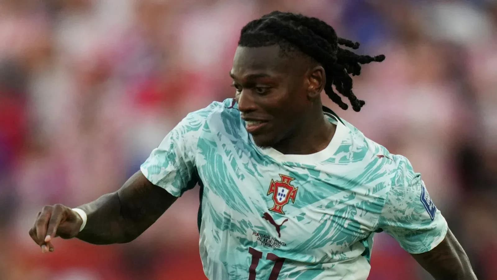 Player in Portugal jersey during match action Player in Portugal jersey during match action
