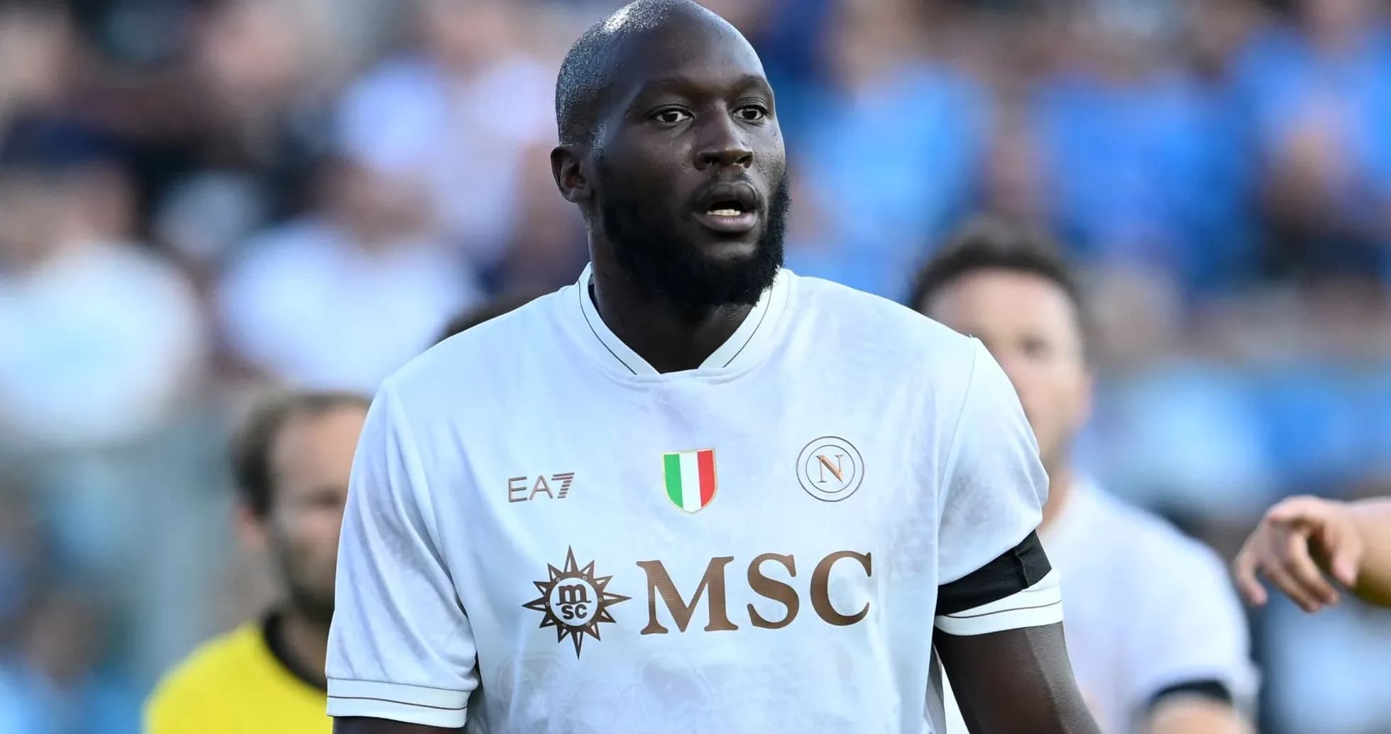 Player in Napoli kit during match action Player in Napoli kit during match action