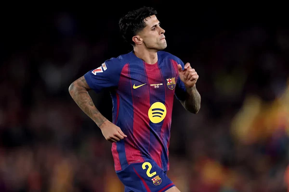 Player in FC Barcelona kit during match celebration Player in FC Barcelona kit during match celebration