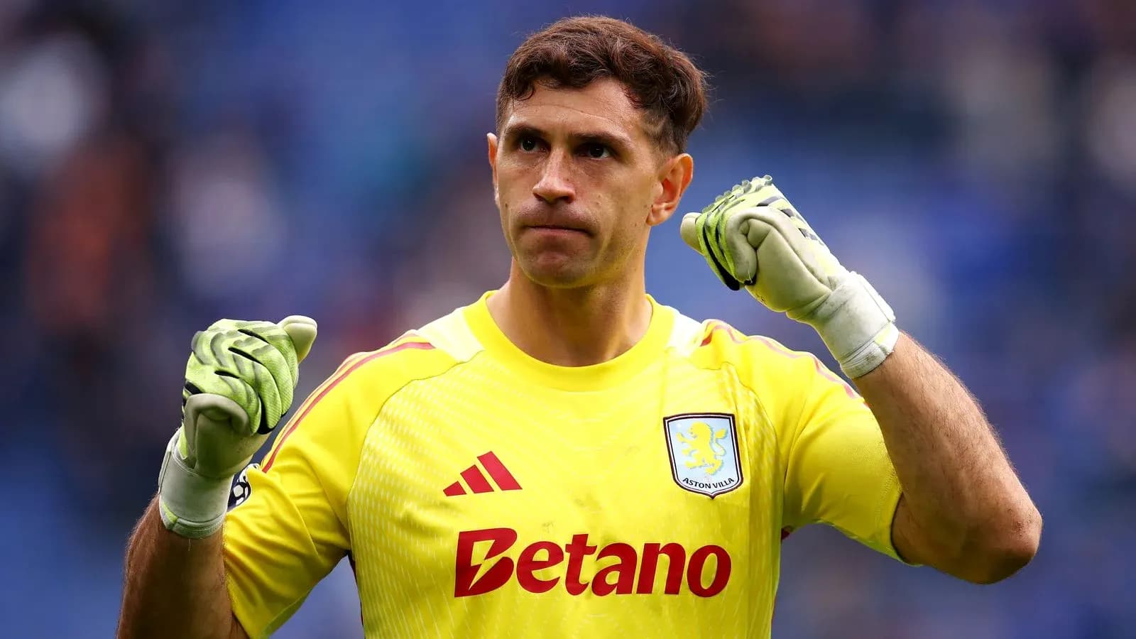 Goalkeeper celebrating in Aston Villa kit Goalkeeper celebrating in Aston Villa kit