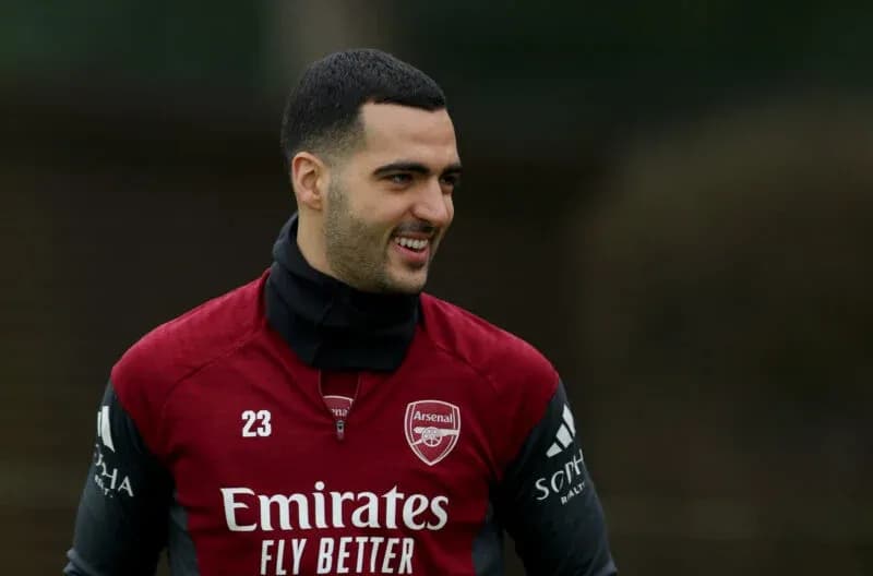 Player smiling during Arsenal training session Player smiling during Arsenal training session