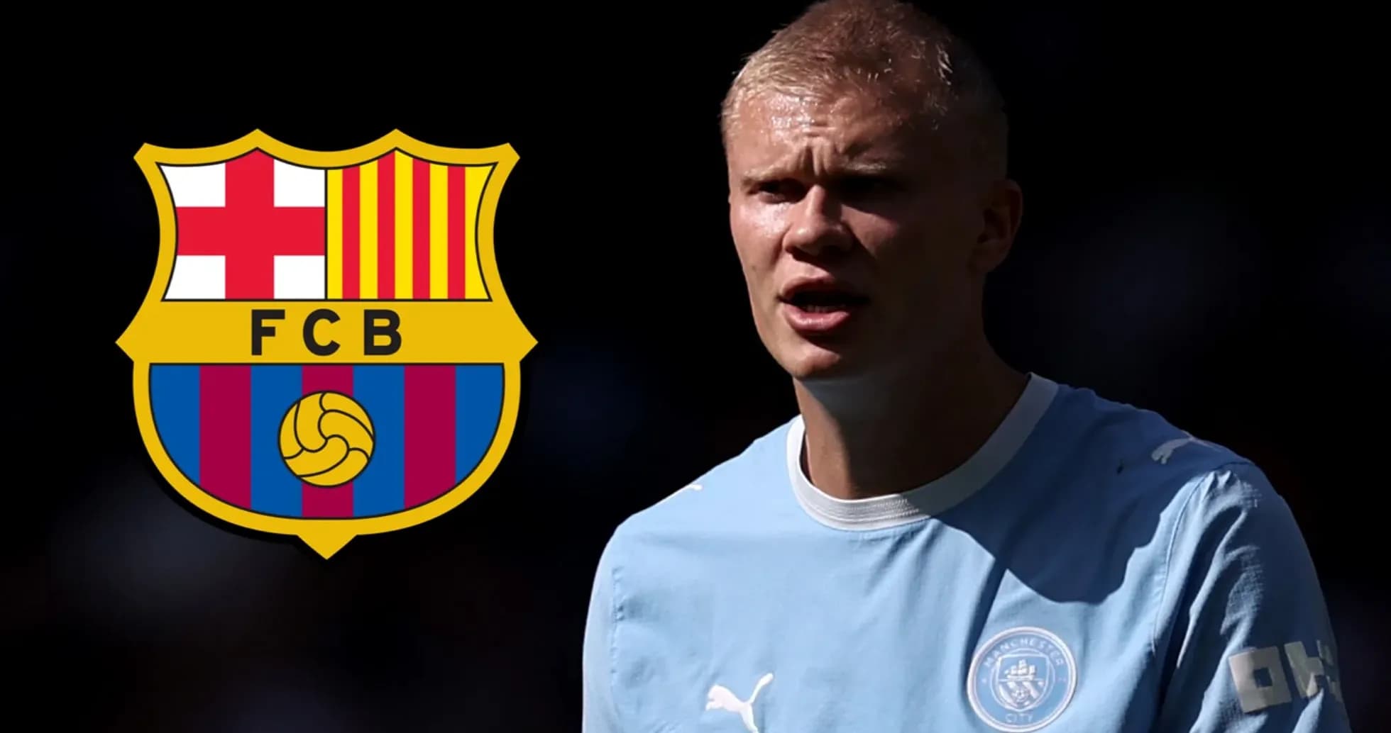 Player in Manchester City kit with Barcelona logo Player in Manchester City kit with Barcelona logo