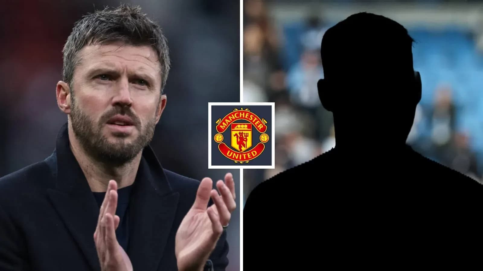 Coach gesturing next to Manchester United logo Coach gesturing next to Manchester United logo