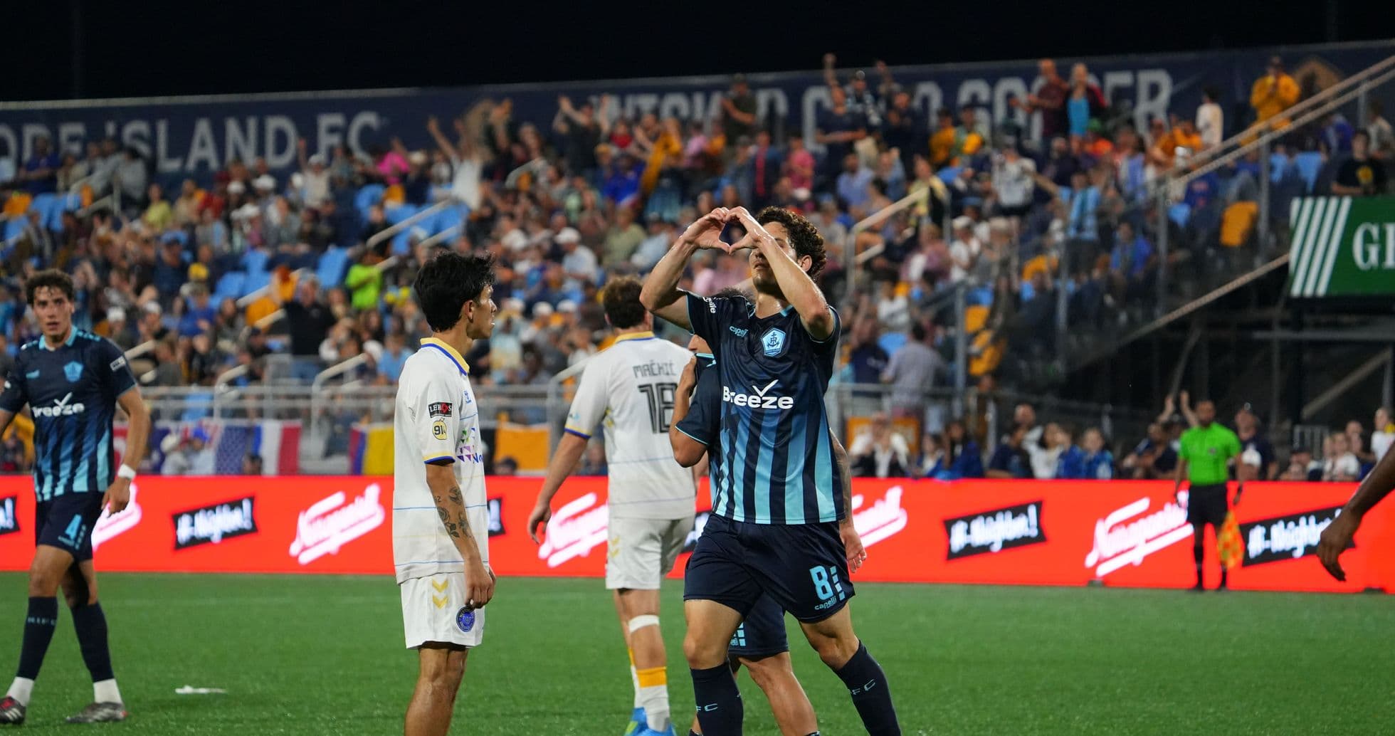 Player celebrating during Rhode Island vs Westchester match Player celebrating during Rhode Island vs Westchester match