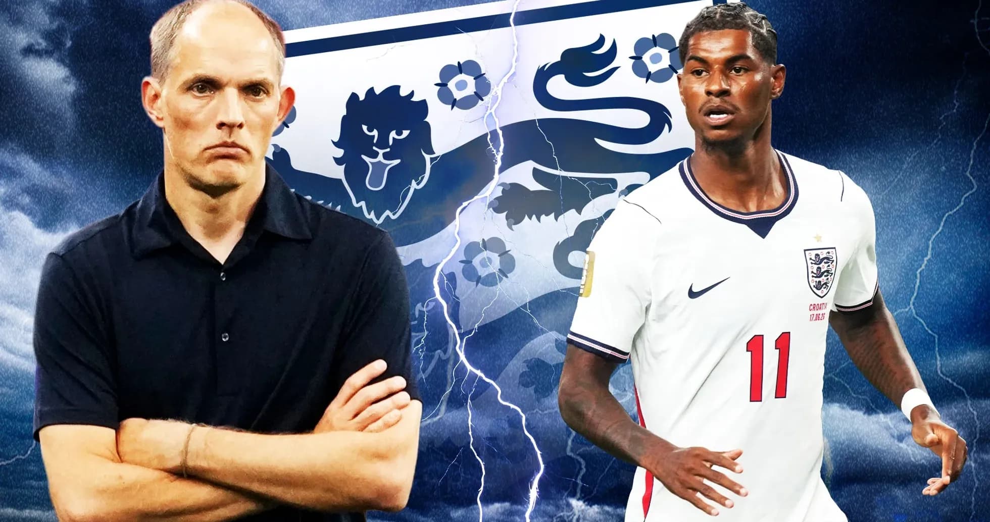 Coach and player with England crest in background Coach and player with England crest in background
