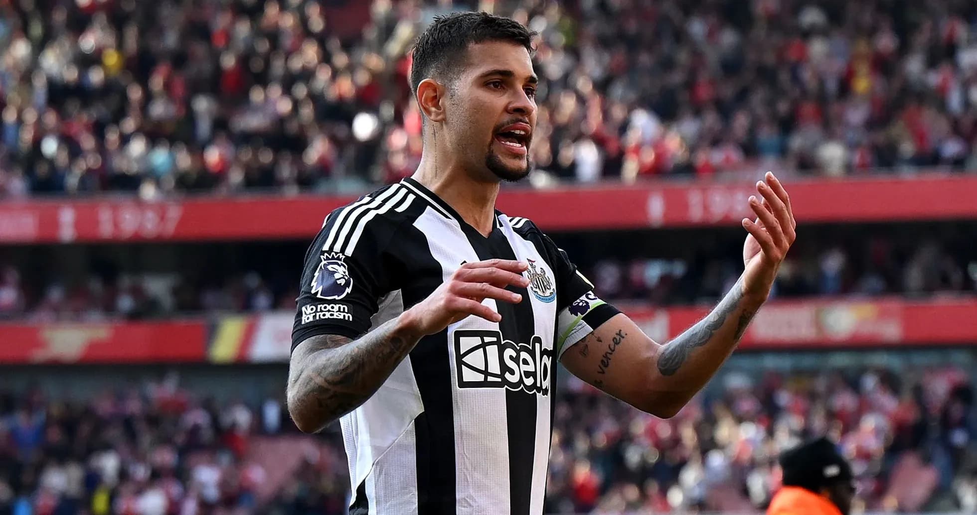 Newcastle player gesturing during a match Newcastle player gesturing during a match
