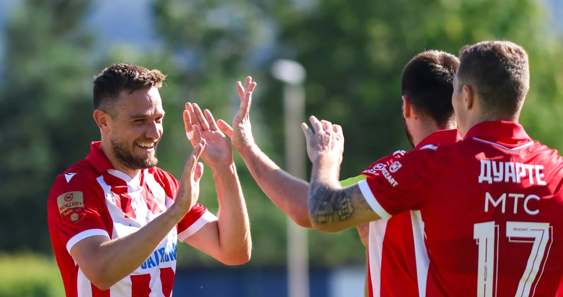 Crvena Zvezda players celebrating a goal Crvena Zvezda players celebrating a goal