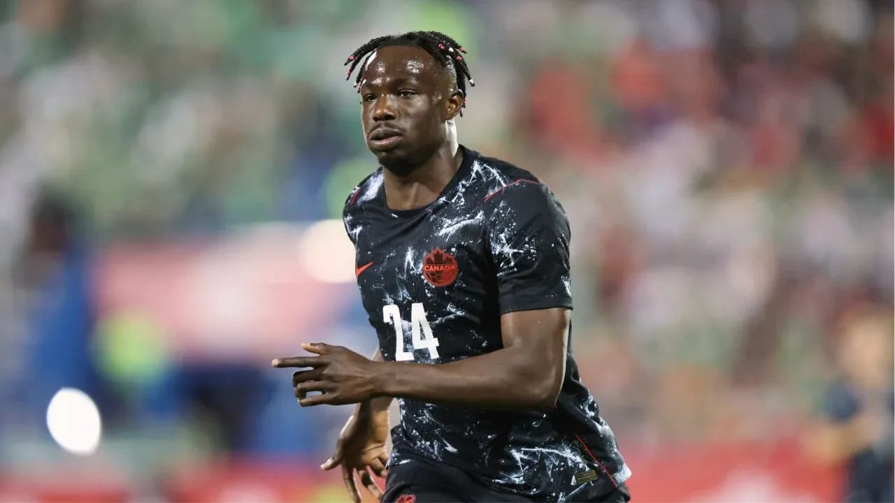 Player wearing Canada jersey during soccer match Player wearing Canada jersey during soccer match