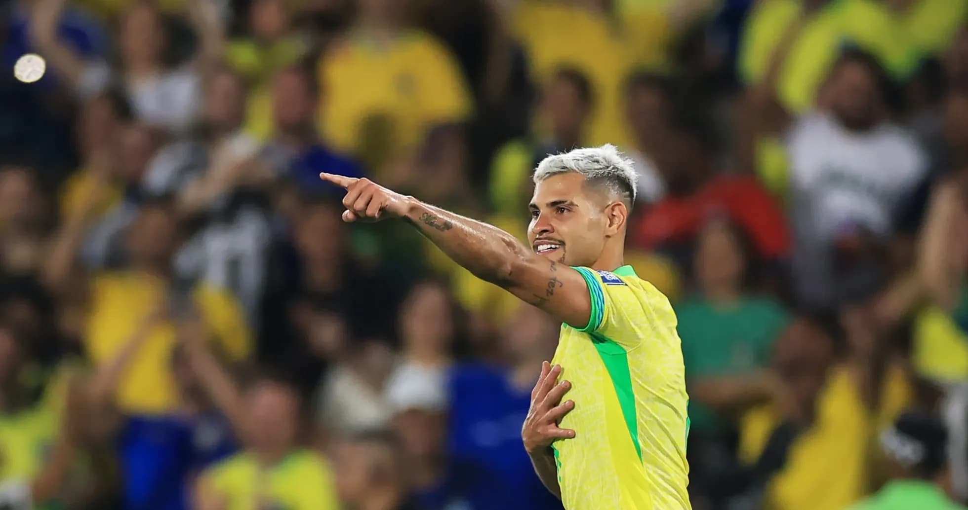 Player celebrating and pointing during match Player celebrating and pointing during match