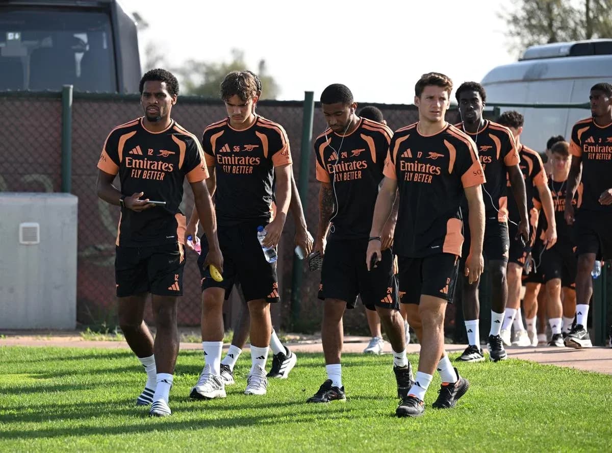 Arsenal players walking during training session Arsenal players walking during training session
