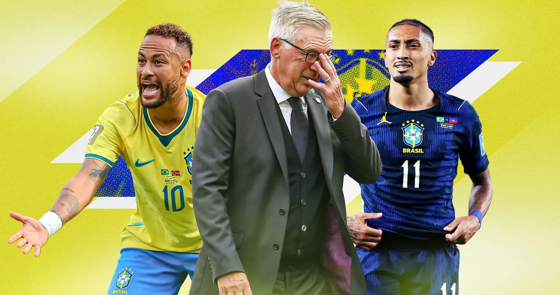 Neymar and player with coach in Brazil kit Neymar and player with coach in Brazil kit