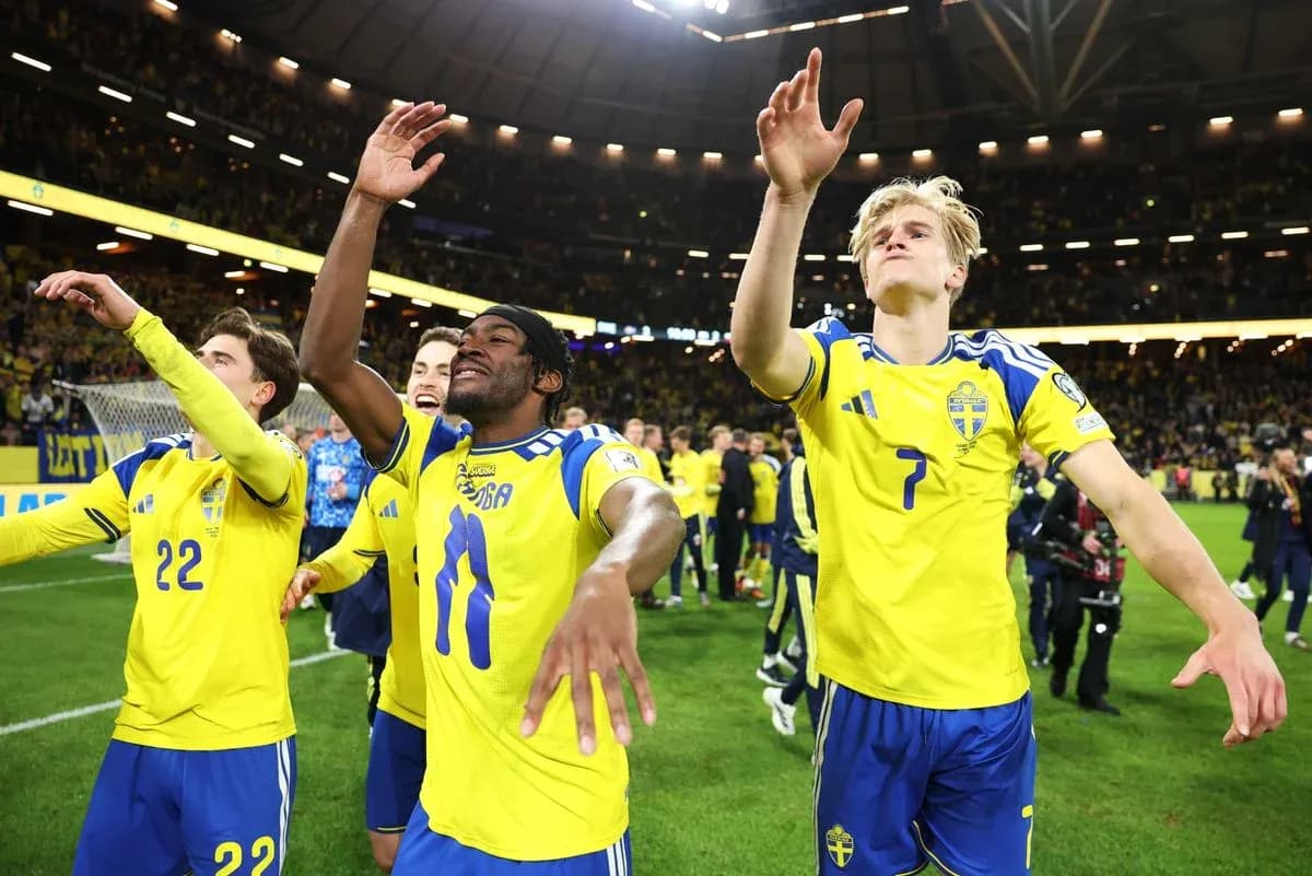 Sweden players celebrating after a match Sweden players celebrating after a match