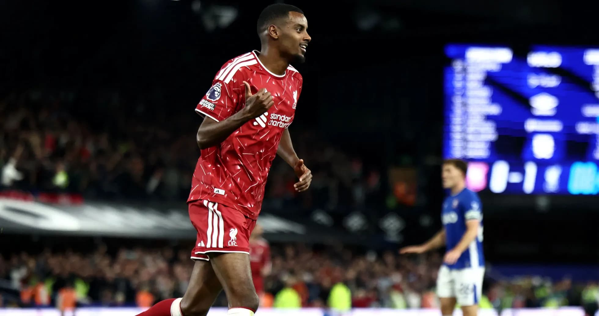 Player celebrating goal during Liverpool match Player celebrating goal during Liverpool match