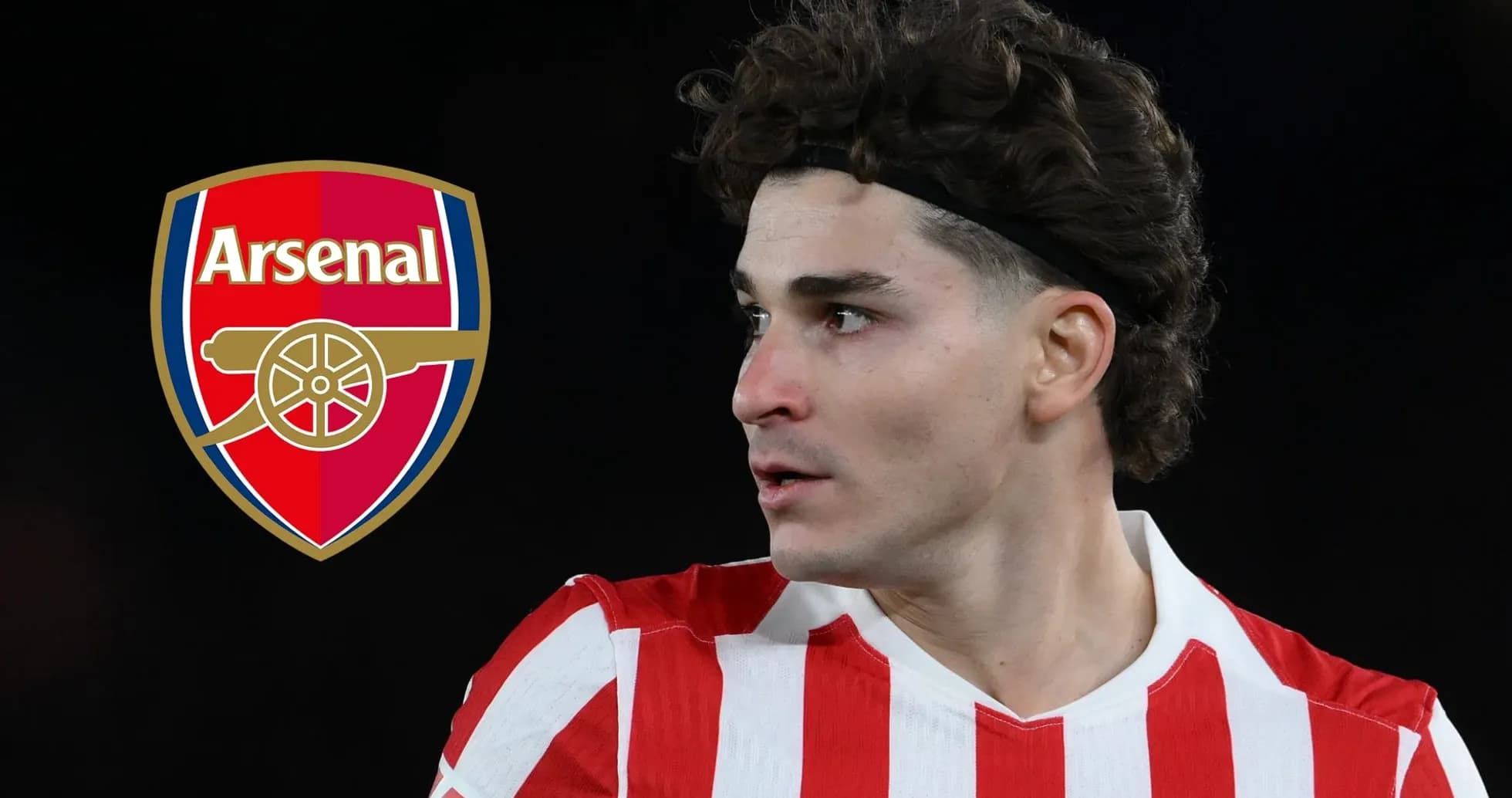 Player in red and white stripes with Arsenal logo Player in red and white stripes with Arsenal logo