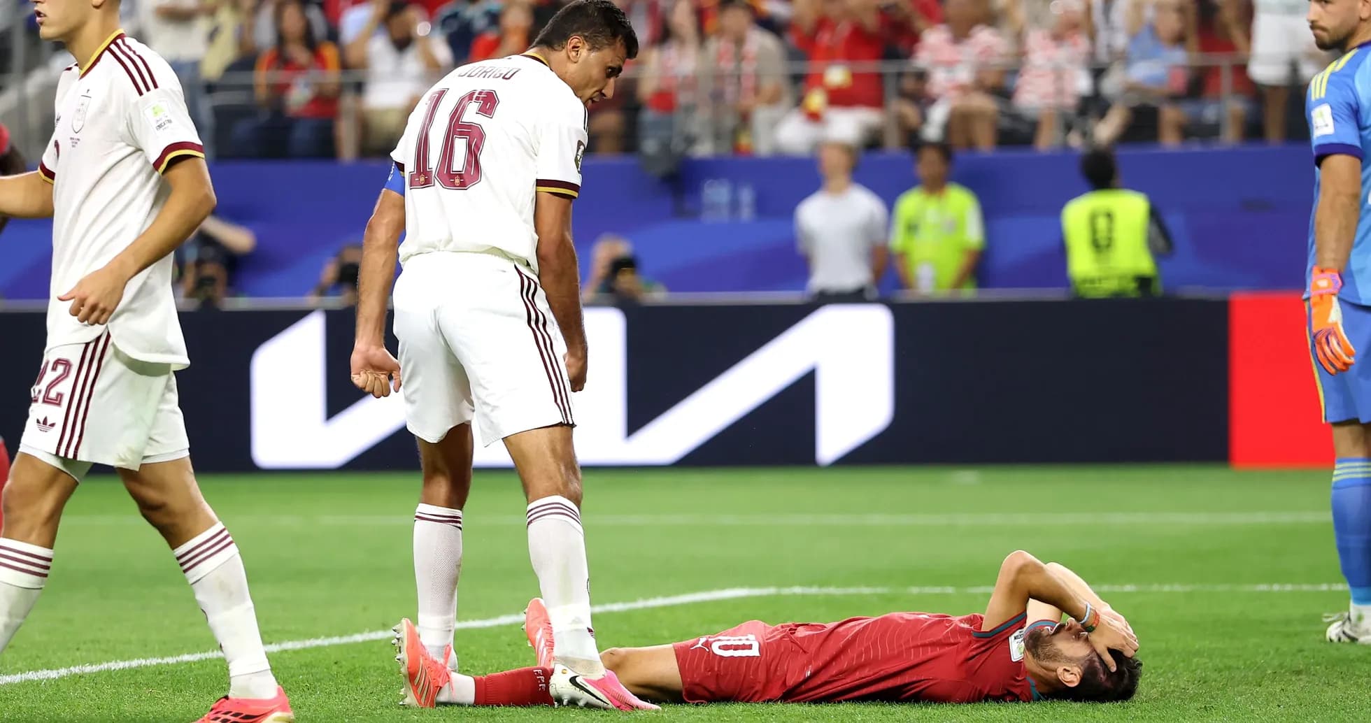 Player lying on ground after collision during match Player lying on ground after collision during match
