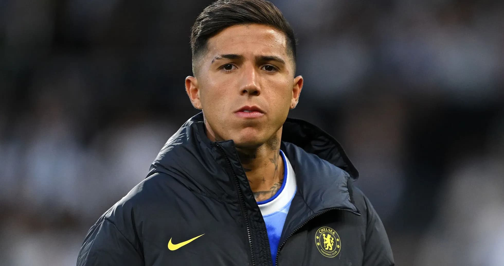 Player in Chelsea jacket before match Player in Chelsea jacket before match