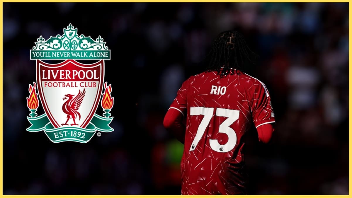 Player wearing Liverpool jersey with name Rio and number 73 Player wearing Liverpool jersey with name Rio and number 73