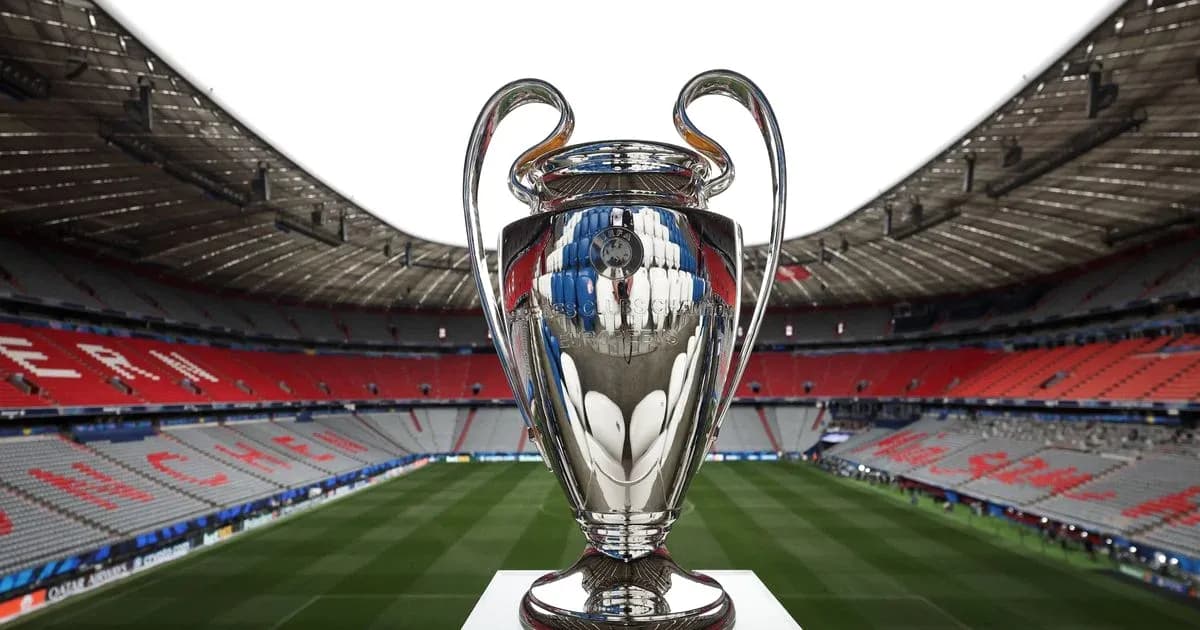 UEFA Champions League trophy at stadium UEFA Champions League trophy at stadium