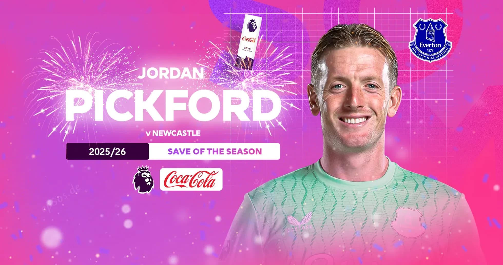 Jordan Pickford celebrating save of the season award Jordan Pickford celebrating save of the season award