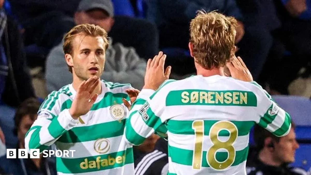 Celtic players celebrating during a match Celtic players celebrating during a match