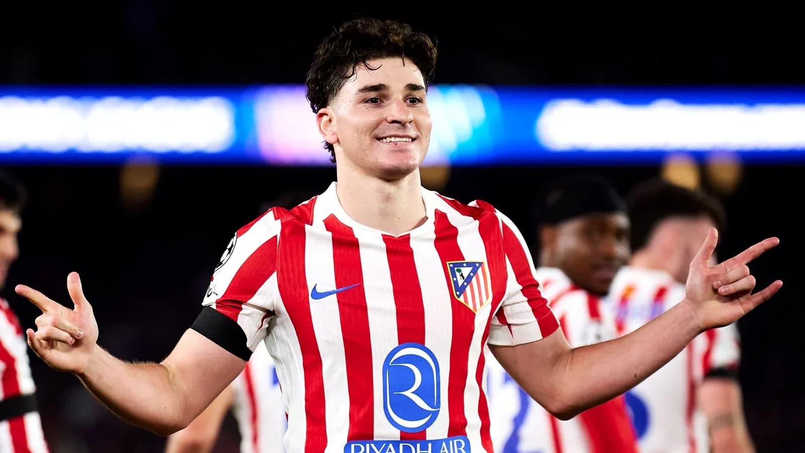 Atletico Madrid player celebrating during match Atletico Madrid player celebrating during match