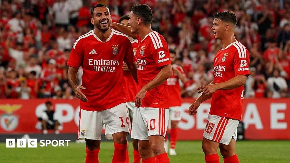 Benfica players celebrating a goal during match Benfica players celebrating a goal during match