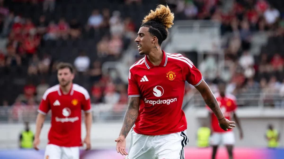 Player celebrating during Manchester United match Player celebrating during Manchester United match
