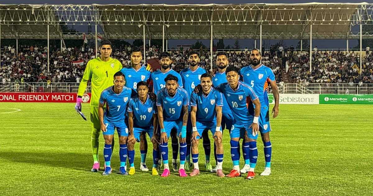 Indian national football team posing for a group photo Indian national football team posing for a group photo