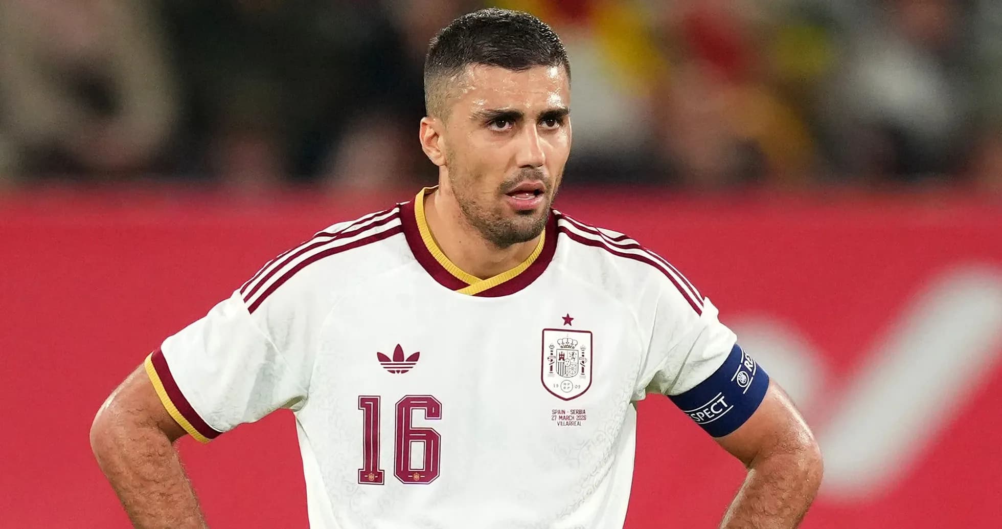 Player in Spain jersey during football match Player in Spain jersey during football match