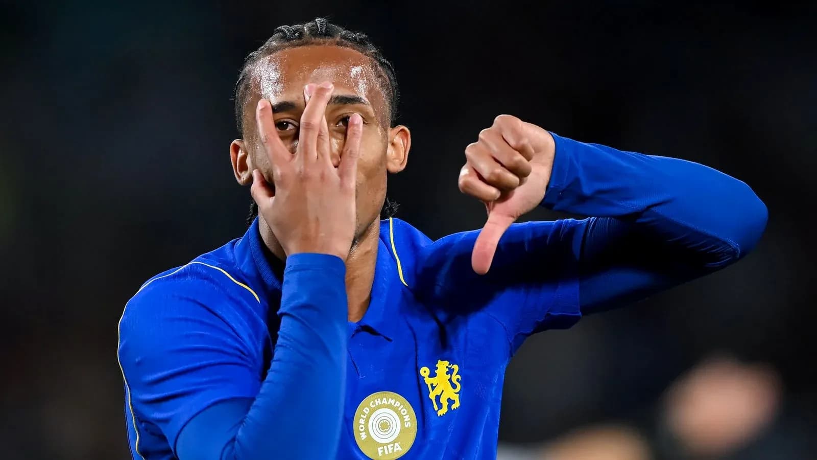 Player celebrating with hand gestures during match Player celebrating with hand gestures during match