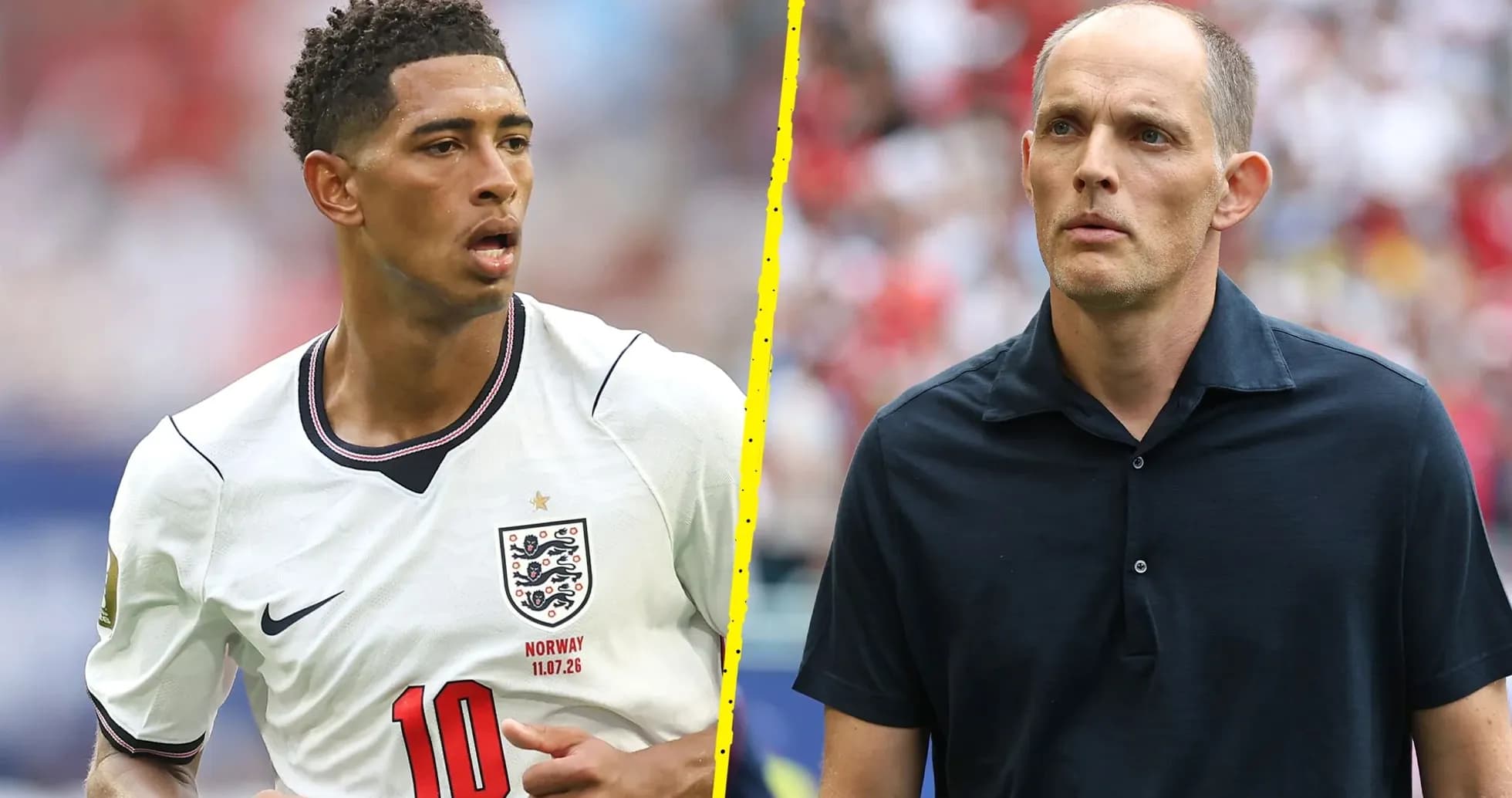 Jude Bellingham playing for England, Thomas Tuchel observing Jude Bellingham playing for England, Thomas Tuchel observing