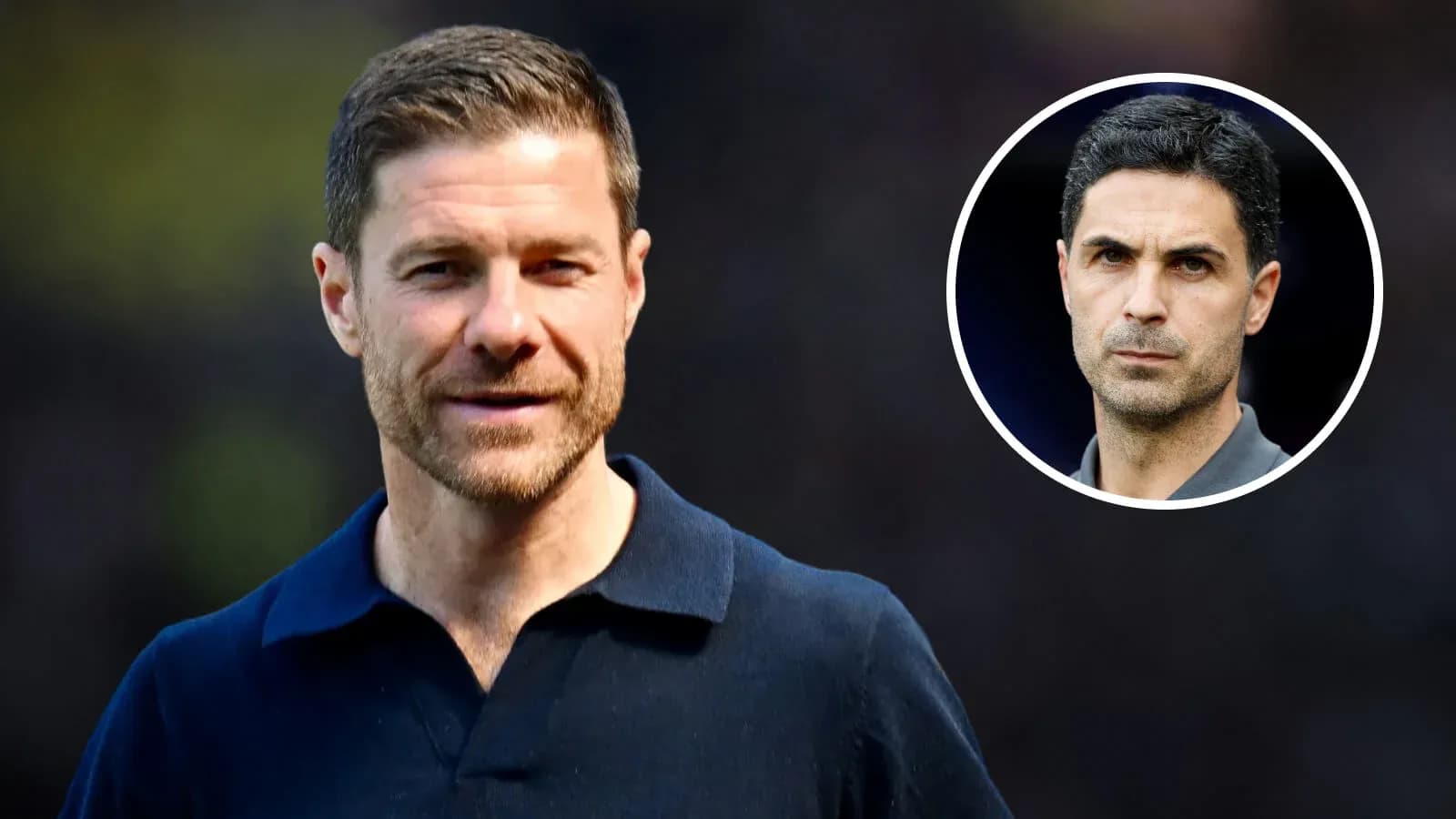 Two football managers in separate frames Two football managers in separate frames