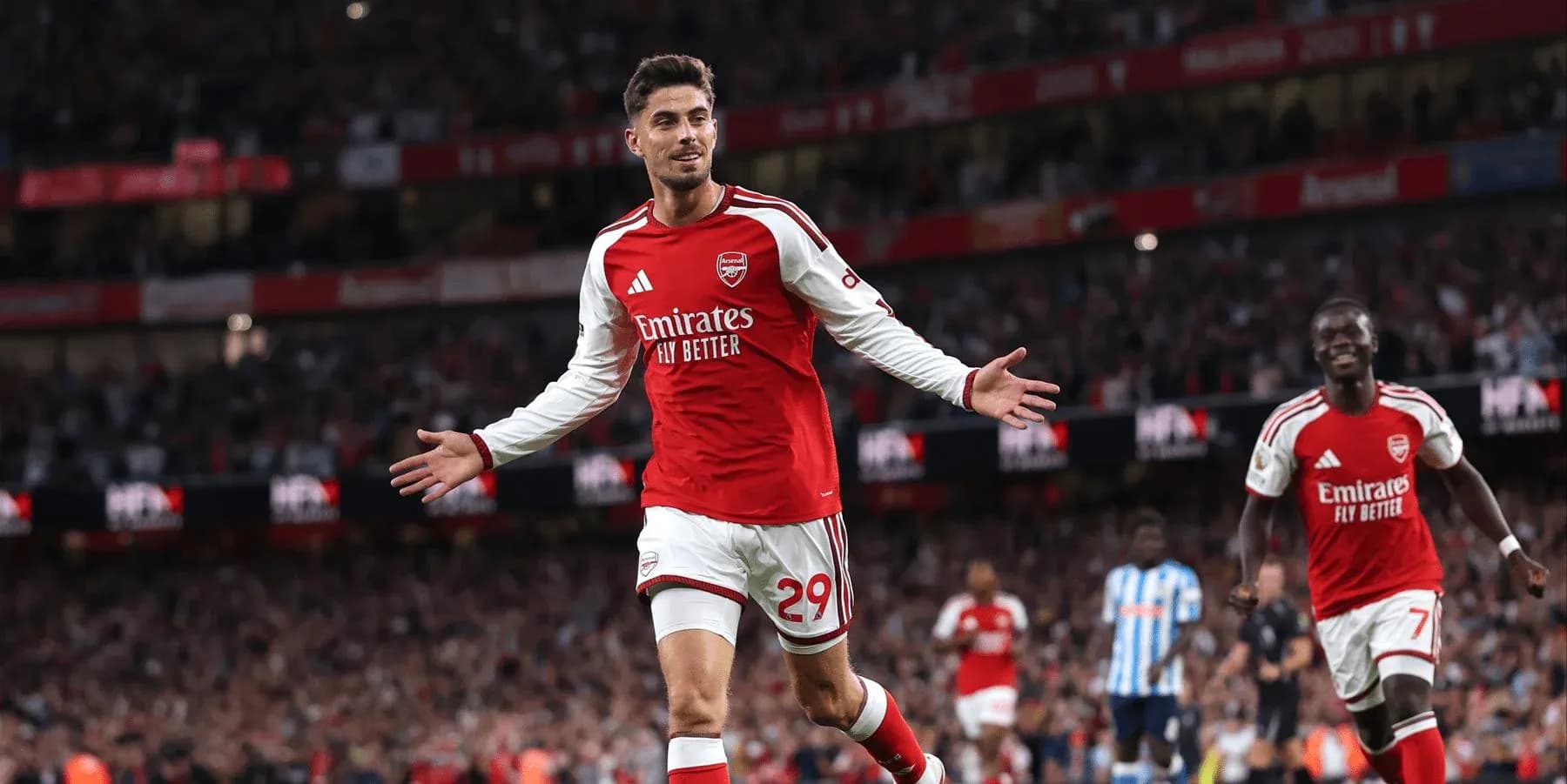 Arsenal player celebrating during match against Coventry Arsenal player celebrating during match against Coventry