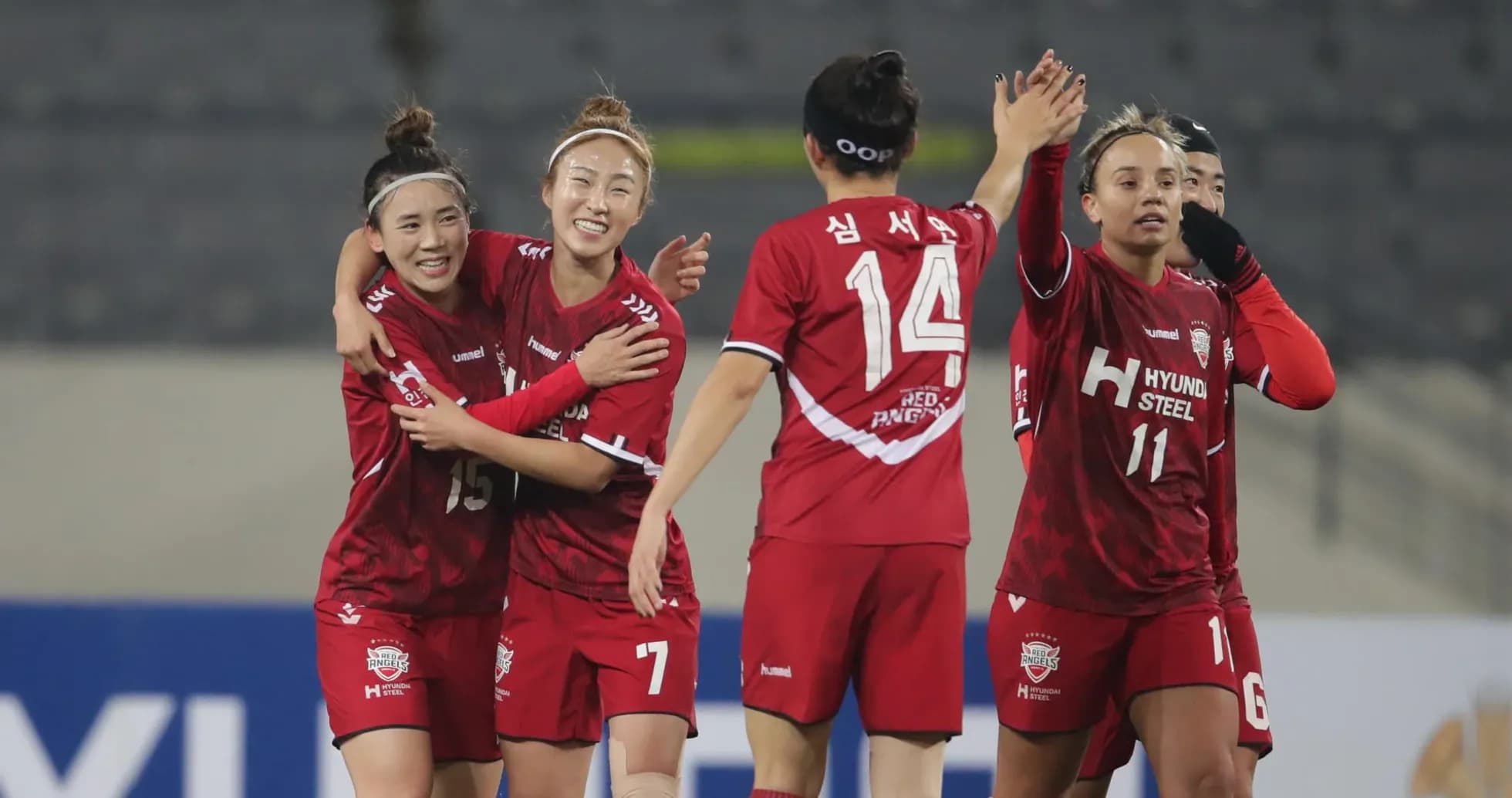 Incheon Red Angels celebrating a goal Incheon Red Angels celebrating a goal