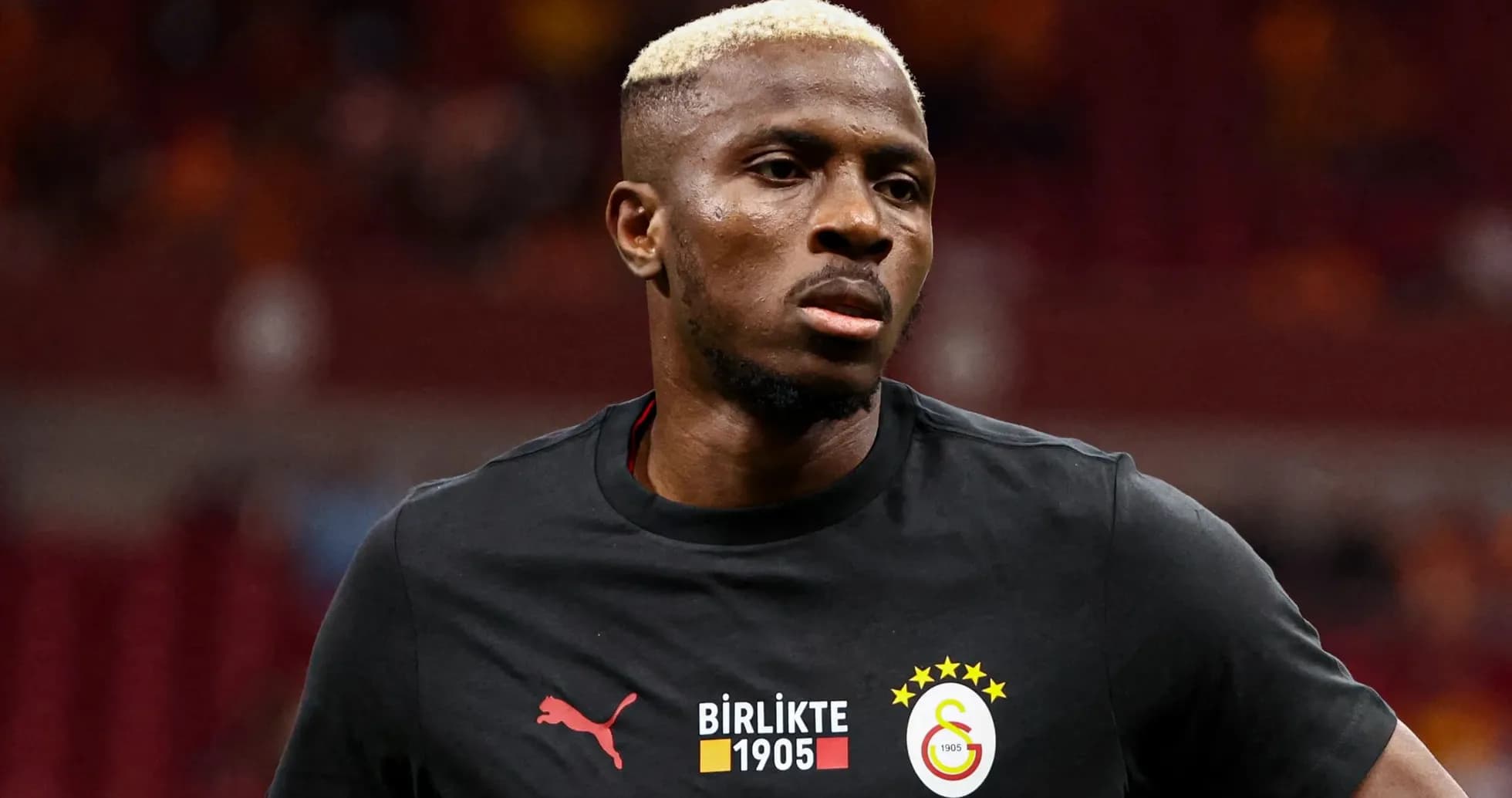Player in Galatasaray shirt during warm-up Player in Galatasaray shirt during warm-up