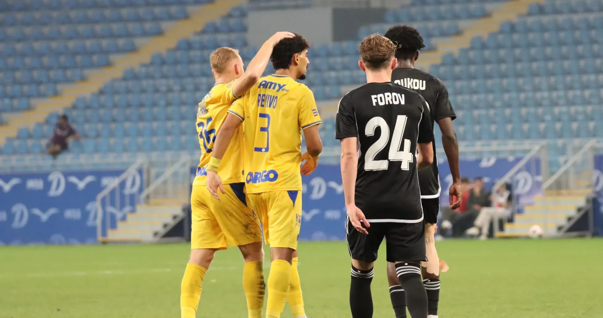 Maccabi Tel Aviv players celebrating on the field Maccabi Tel Aviv players celebrating on the field