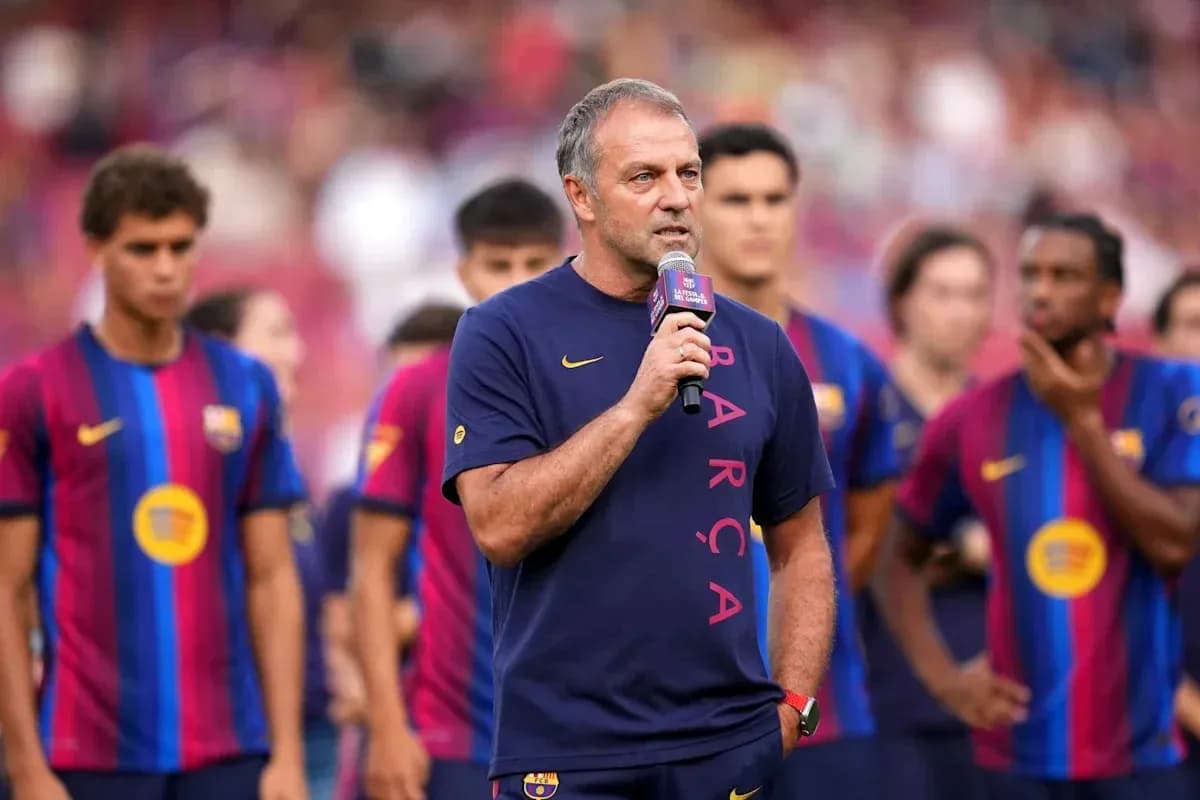 Coach speaking at Barcelona team event with players Coach speaking at Barcelona team event with players