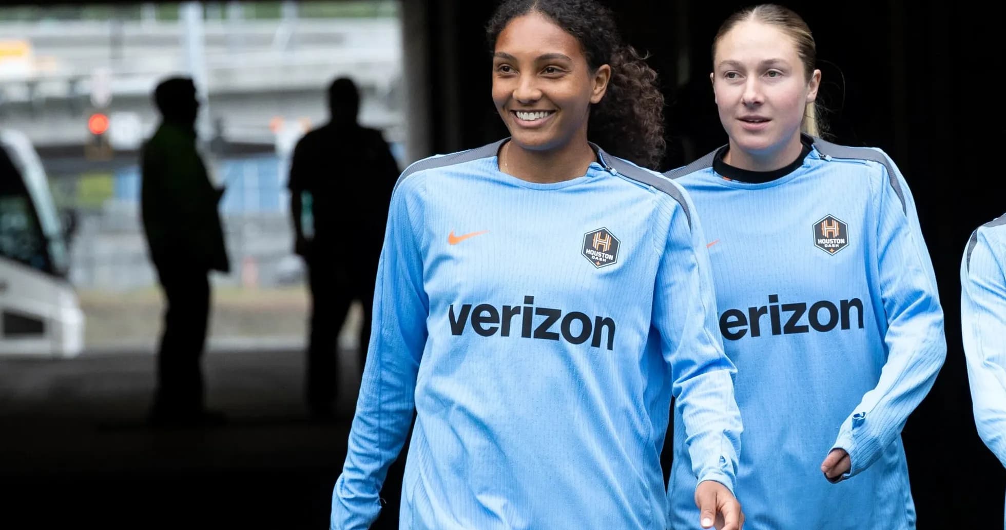 Houston Dash players entering the field Houston Dash players entering the field