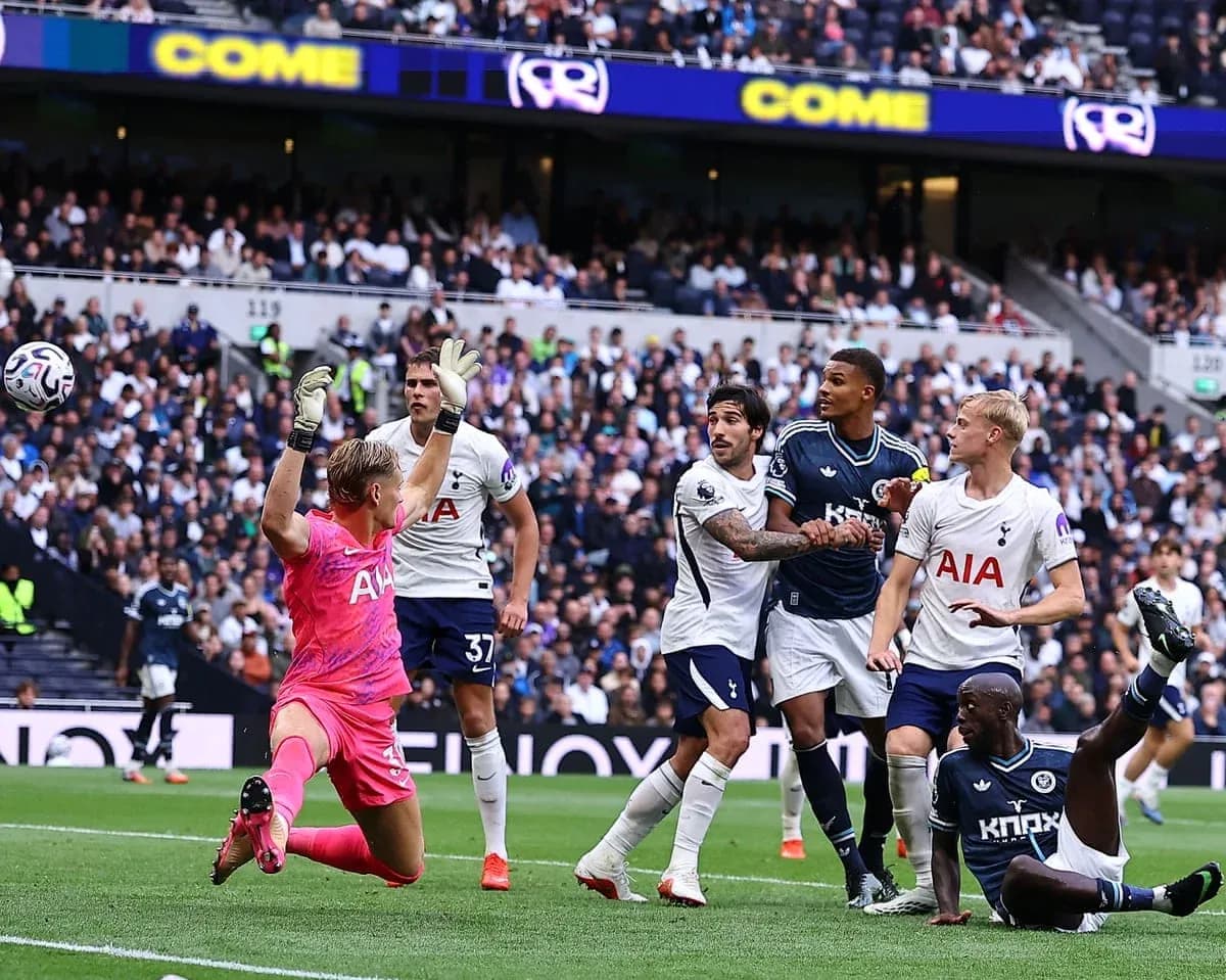 Goalkeeper saves shot during Tottenham vs Newcastle match Goalkeeper saves shot during Tottenham vs Newcastle match
